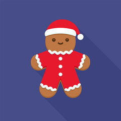 Cute Gingerbread Character in Red Santa Costume