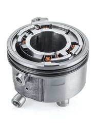 Close-up of a Modern Electric Motor Stator for Automotive Applications.