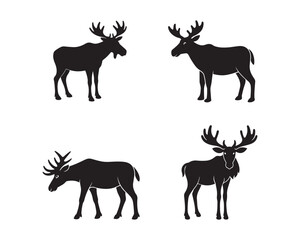 moose silhouette, moose vector, moose collection, moose set, moose head vector, standing moose, walking moose, majestic moose, antler silhouette, moose emblem, moose icon set
