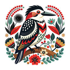 Decorative woodpecker bird illustration