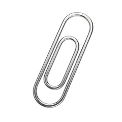 Shiny silver paperclip elegantly organizing documents, a symbol of efficient office organization and important connections