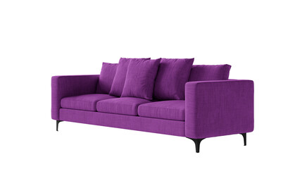 Modern sofa with pillows on a transparent background. Furniture for mockups, presentations, and marketing materials.
