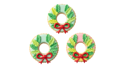 Christmas Wreath Cookies, isolated on transparent background