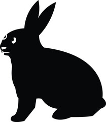Silhouette of a Rabbit, A Simple Black and White Icon of a Rabbit on a White Background