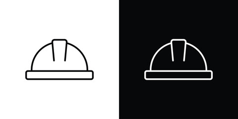 Construction safety helmet icons. Editable Stroke. logotype design concept