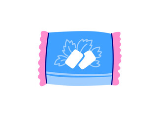 Chewing bubble gum pack. Hand drawn vector isolated illustration.