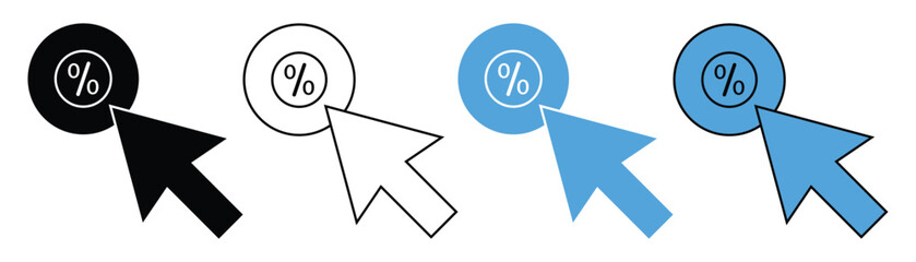 Click Through Rate Icon Set  Digital Marketing and Email Performance Symbols in Flat Vector Style