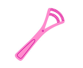 Oral tongue scraper. Minimalist cleaning tool for daily oral care and fresh breath. Hand drawn vector illustration.