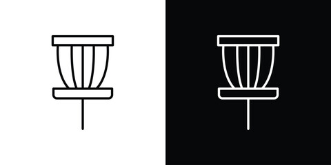 Disc golf icons. Editable Stroke. logotype design concept