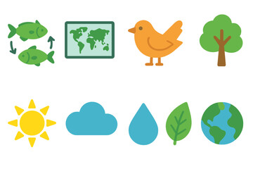 Environment, nature flat icon set. Green, eco friendly icons flat collection