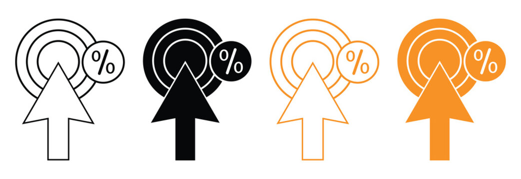 Click Through Rate Design  Flat Icons Representing Online Analytics and Marketing Metrics