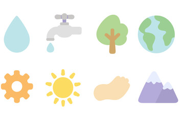 Eco-friendly environment flat icon set. Nature, sustainability, green icons collection.