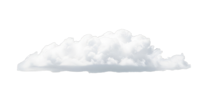 Fluffy white cumulus cloud isolated on black background