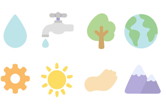 Eco-friendly environment flat icon set. Nature, sustainability, green icons collection.
