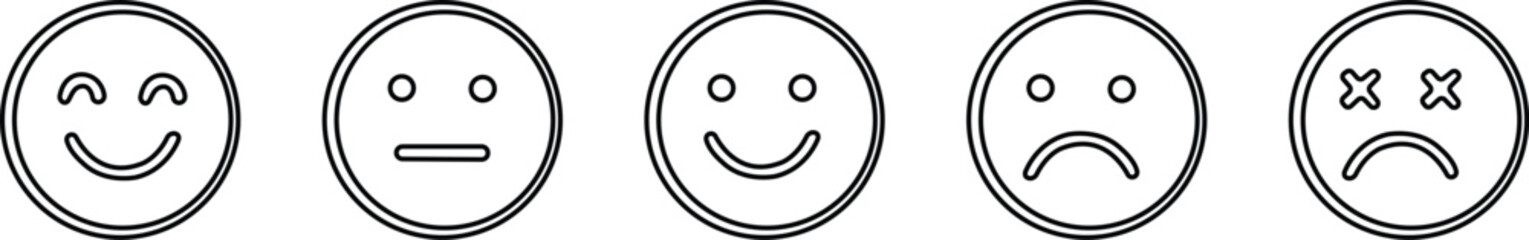 Emoji icon set.Smiley icon line set. Emoji icon collection containing happy emotion, sad, smiling, surprised, angry, relaxed, confused, laughing, excited and shocked emoticon icons.