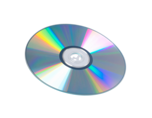  Floating Blank Optical Disc with Rainbow Holographic Colors, Media Mockup isolated on transparent background PNG