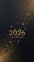 Happy New Year 2026 Golden Sparkle Celebration Background.