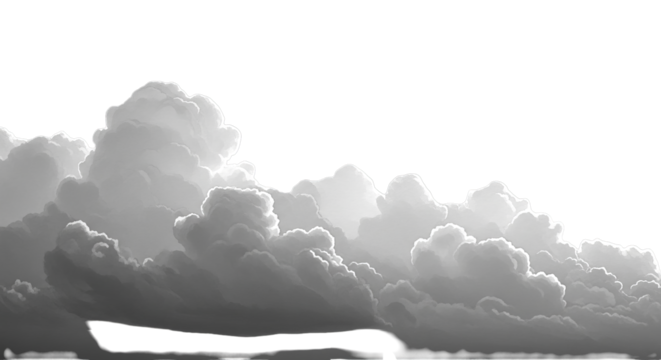 Dramatic cumulus clouds against dark sky