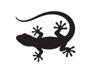 Lizard silhouette illustration, Reptile animal icon, Gecko shape graphic vector.