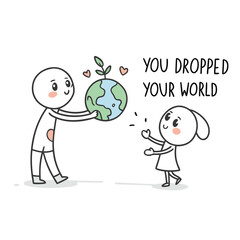 You Dropped Your World Cartoon Illustration for Earth Day
