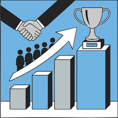 Bussines Growth Chart With Trophy Graphic