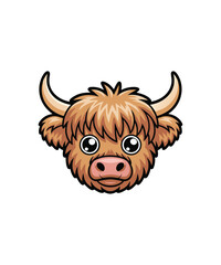 Image of Cute cartoon highland cow head illustration printed on Printed Glass Splashbacks