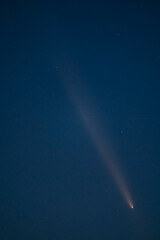 Stunning Astronomical Capture: Bright Comet C/2023 A3 (Tsuchinshan&ndash;ATLAS) Shines in the Deep Black Sky, Featuring Star Fields and the Comet's Tail