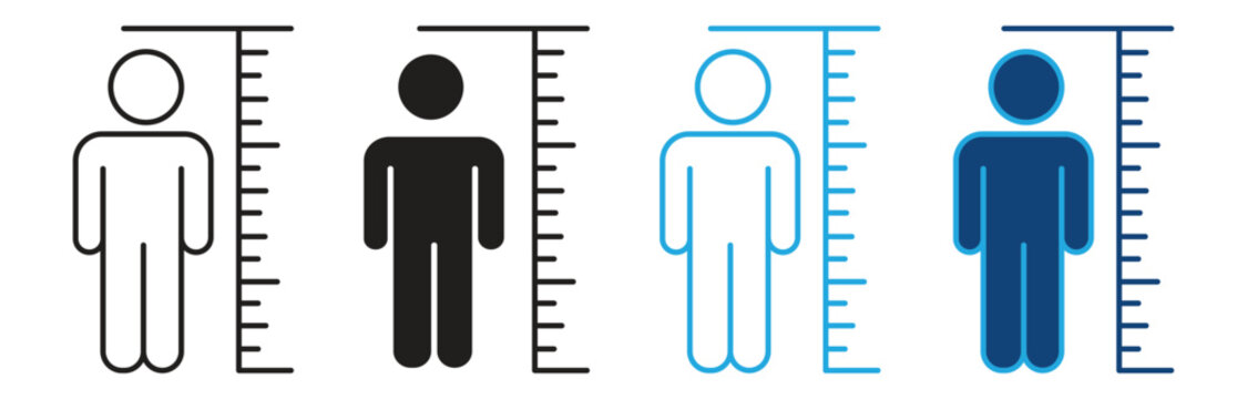 Body Height Measurement Icon set. Measurement height human tall icon isolated vector illustration on white background. vector illustration.