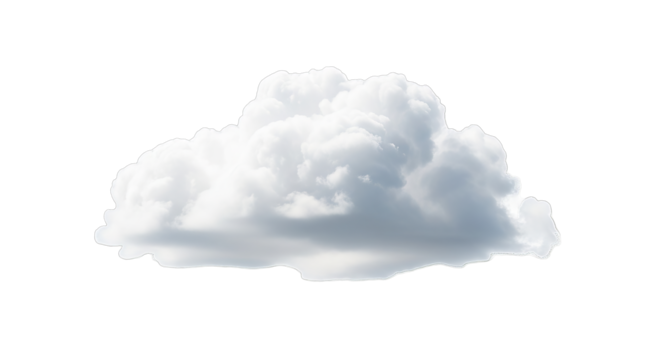 Fluffy white cumulus cloud isolated on black background