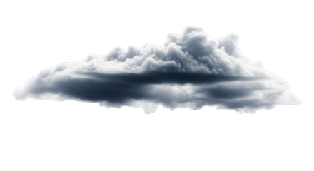 Dramatic storm cloud formation isolated on black background