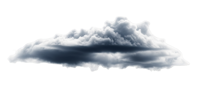Dramatic storm cloud formation isolated on black background
