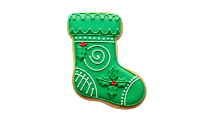 Christmas Stocking Cookie, isolated on transparent background