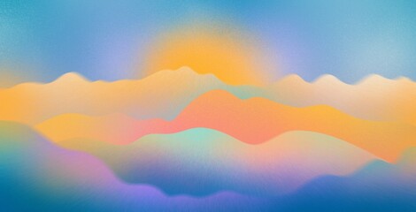 Ethereal abstract artistic idyllic landscape illustration grainy noise spray paint background