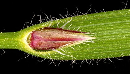 Close-up of a Seed Head Emerging from a Green Leaf Sheath.