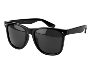Black glossy rectangular sunglasses with dark lenses