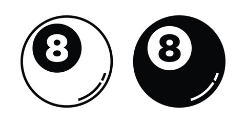 8 Ball Icon Set. Black and White Billiard Ball Vector