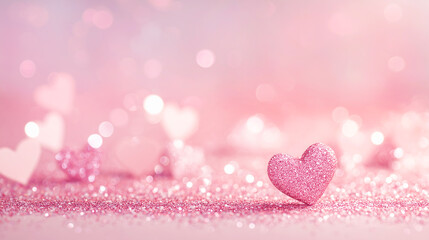 ラメのピンクハートとキラキラ背景｜バレンタイン・恋愛・ギフト