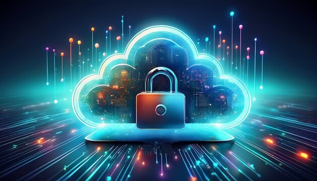 cloud data security and safe online storage concept - Powered by Adobe