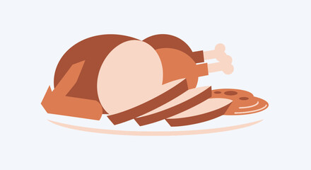 Fototapeta premium Stylized Roasted Turkey Dinner For Festive Celebration Design