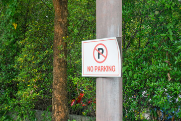 Parking symbol and No parking sign,traffic sign,sign prohibiting parking,No parking here road sign.