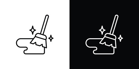 Mop cleaning icons. Editable Stroke. logotype design concept