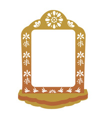 Mexican papel picado border design - decorated border with bird motifs and floral patterns. Traditional fiesta banner for Dia de los Muertos.