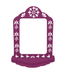 Mexican papel picado border design - decorated border with bird motifs and floral patterns. Traditional fiesta banner for Dia de los Muertos.