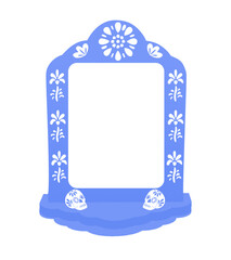 Mexican papel picado border design - decorated border with skull motifs and floral patterns. Traditional fiesta banner for Dia de los Muertos.