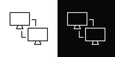 PC data transfer icons. Editable Stroke. logotype design concept