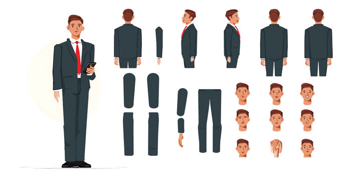 Businessman Character Creation Kit for Animation and Design