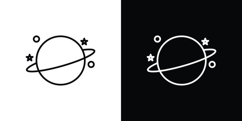 Planet saturn icons. Editable Stroke. logotype design concept © Raj