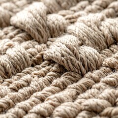 Close-up of a Textured Jute Rug - Natural Fiber Detail.