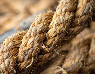Close-up of a Thick, Twisted Brown Rope.