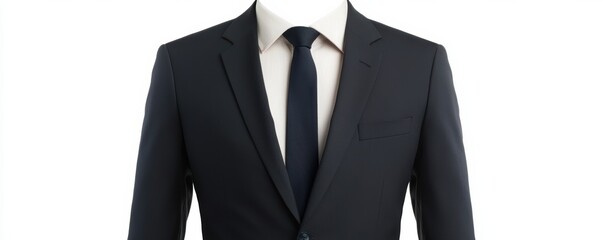 formal suit with a tie, showcasing a classic style suitable for professional settings.